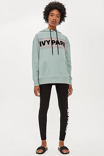 Topshop Sheer Flock Logo Hoodie By Ivy Park