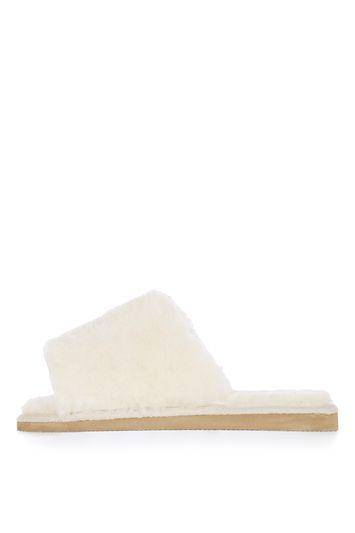 Topshop Cream Sheepskin Sliders