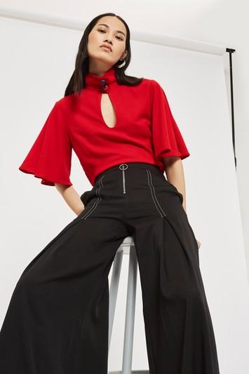 Topshop Wide Leg Zip Pants By Style Mafia