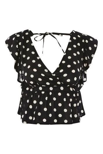 Topshop Polka Dot Ruffle Sun Top