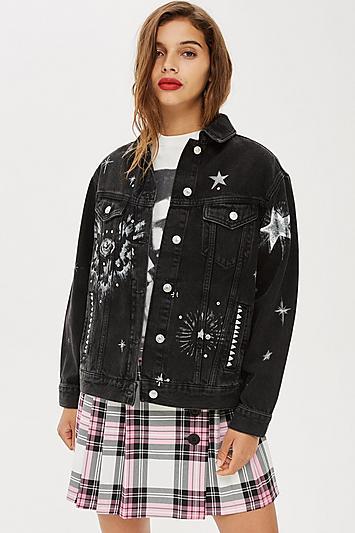 Topshop Petite Hand Painted Denim Jacket