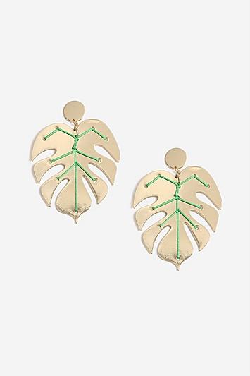 Topshop Threaded Leaf Drop Earrings