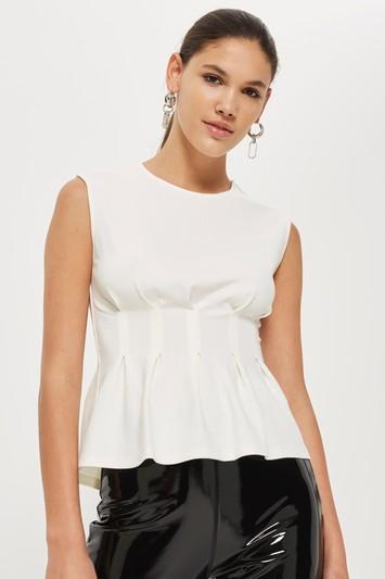Topshop Cinched Waist Sleeveless Top