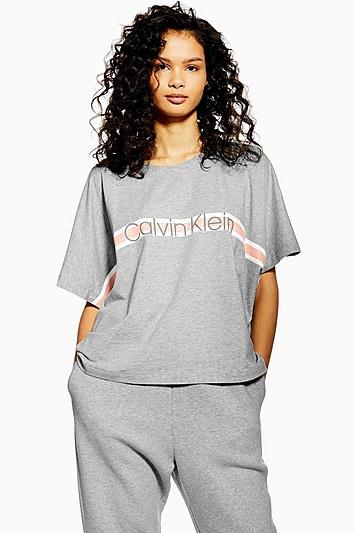 Topshop *grey Crew Neck T-shirt By Calvin Klein