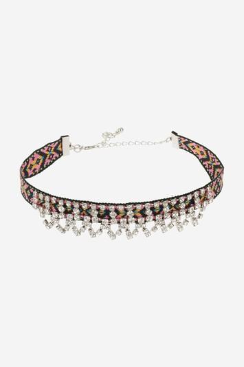 Topshop Aztec And Rhinestone Choker Necklace