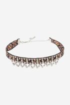 Topshop Aztec And Rhinestone Choker Necklace