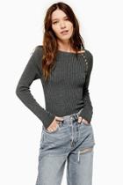 Topshop Button Placket Knitted Top