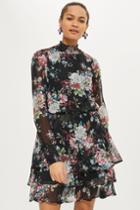 Topshop *floral Long Sleeve Dress By Yas