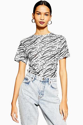 Topshop Monochrome Mesh T-shirt