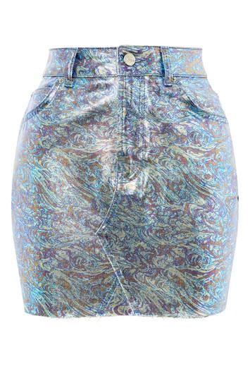 Topshop Moto Metallic High-waisted Skirt