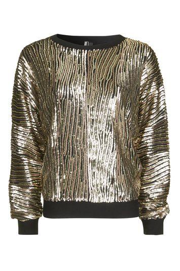 Topshop Luxe Sequin Batwing Jumper