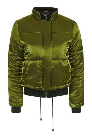 Topshop Shiny Satin Puffer Jacket