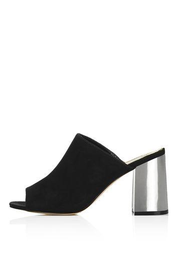 Topshop Mariah Metallic Heel Mules