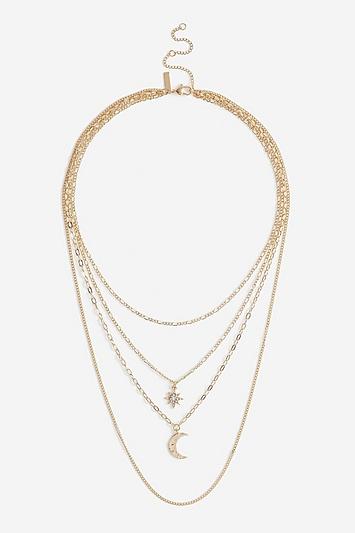 Topshop *star And Moon Multirow Necklace