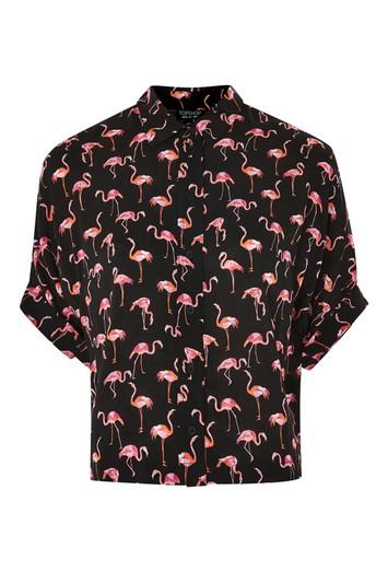 Topshop Tall Flamingo Print Top