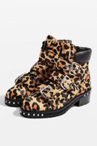 Topshop *wide Fit Leopard Print Hiker Boots