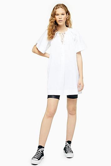 Topshop *tie Neck Mini Smock Dress By Boutique