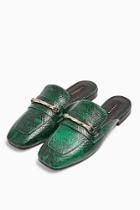 Topshop Lopez Green Backless Loafers