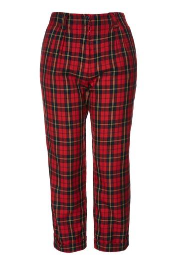 Topshop Petite Tartan Checked Peg Pants