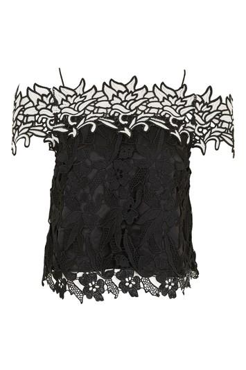 Topshop Petite Monochrome Lace Top