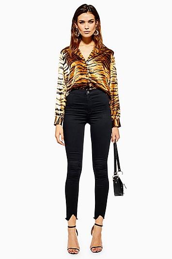 Topshop Black V-hem Joni Jeans