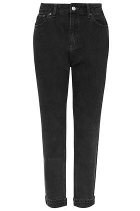 Topshop Petite Washed Black Mom Jeans