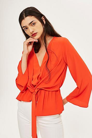 Topshop Knot Front Asymmetric Blouse