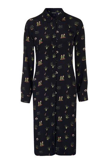 Topshop Cactus Print Oversized Shirt Dress