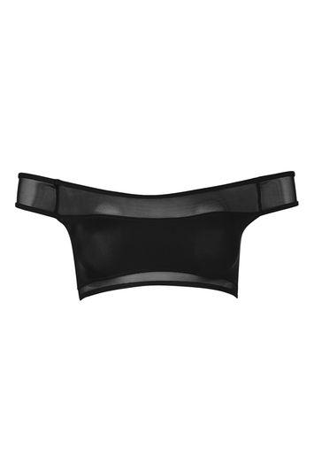 Topshop Mesh Insert Bardot Bikini Top