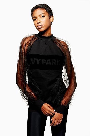 Topshop *blouson Sheer Sweatshirt By Ivy Park