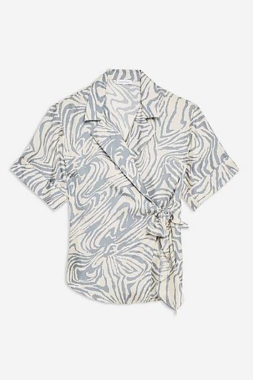 Topshop *zebra Wrap Silk Shirt By Boutique