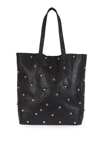 Topshop Bobby Leather Studded Shopper Bag