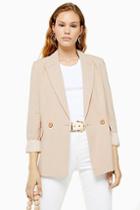 Topshop Double Breasted Jacket With Linen
