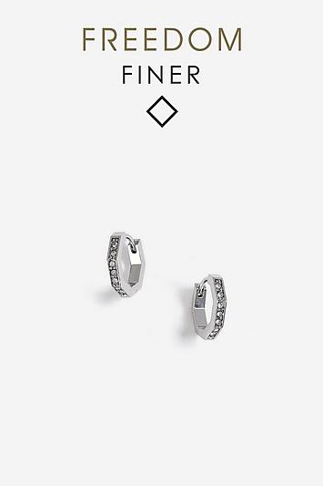 Topshop Freedom Finer Hinge Hex Hoop Earrings