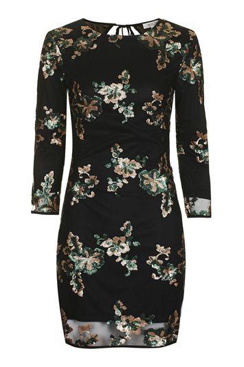 Topshop *sequin Floral Dress By Wyldr