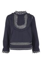Topshop Petite Embroidered Ruffle Top