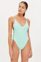 Topshop Shirred Side Twist Swimsuit