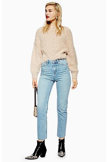 Topshop Authentic Raw Hem Straight Leg Jeans
