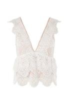 Topshop Petite Plunge Lace Peplum Top