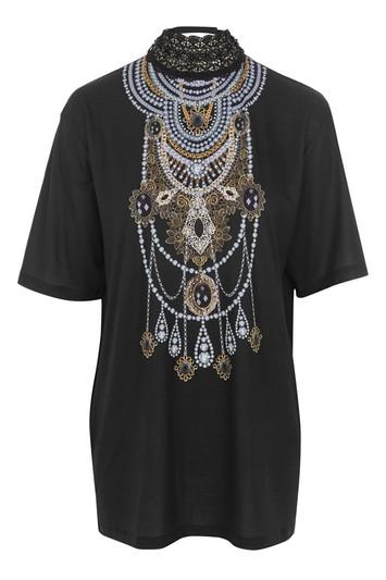 Topshop *crochet Necklace T-shirt By Jaded London
