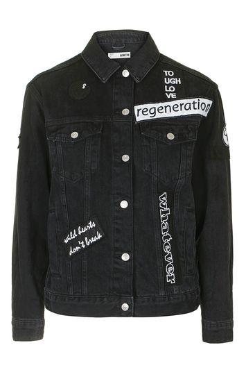 Topshop Moto Black Badge Denim Jacket