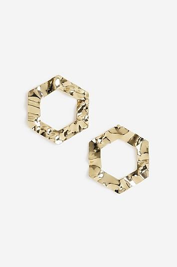 Topshop *texture Hexagon Stud Earrings