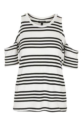 Topshop Stripe Cold Shoulder T-shirt