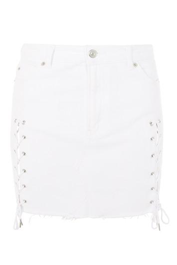 Topshop Petite Front Lace Mini Skirt