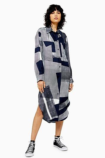 Topshop *silk Batik Print Shirt Dress By Boutique