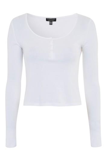 Topshop Long Sleeve Button Front Top