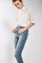 Topshop Blue Raw Hem Jamie Jeans