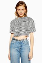 Topshop Stripe Raw Hem Crop T-shirt