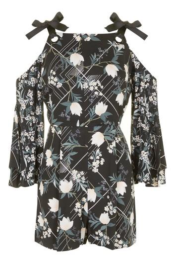 Topshop Fluted Sleeve Playsuit