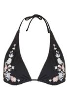Topshop Floral Embroidered Triangle Bikini Top